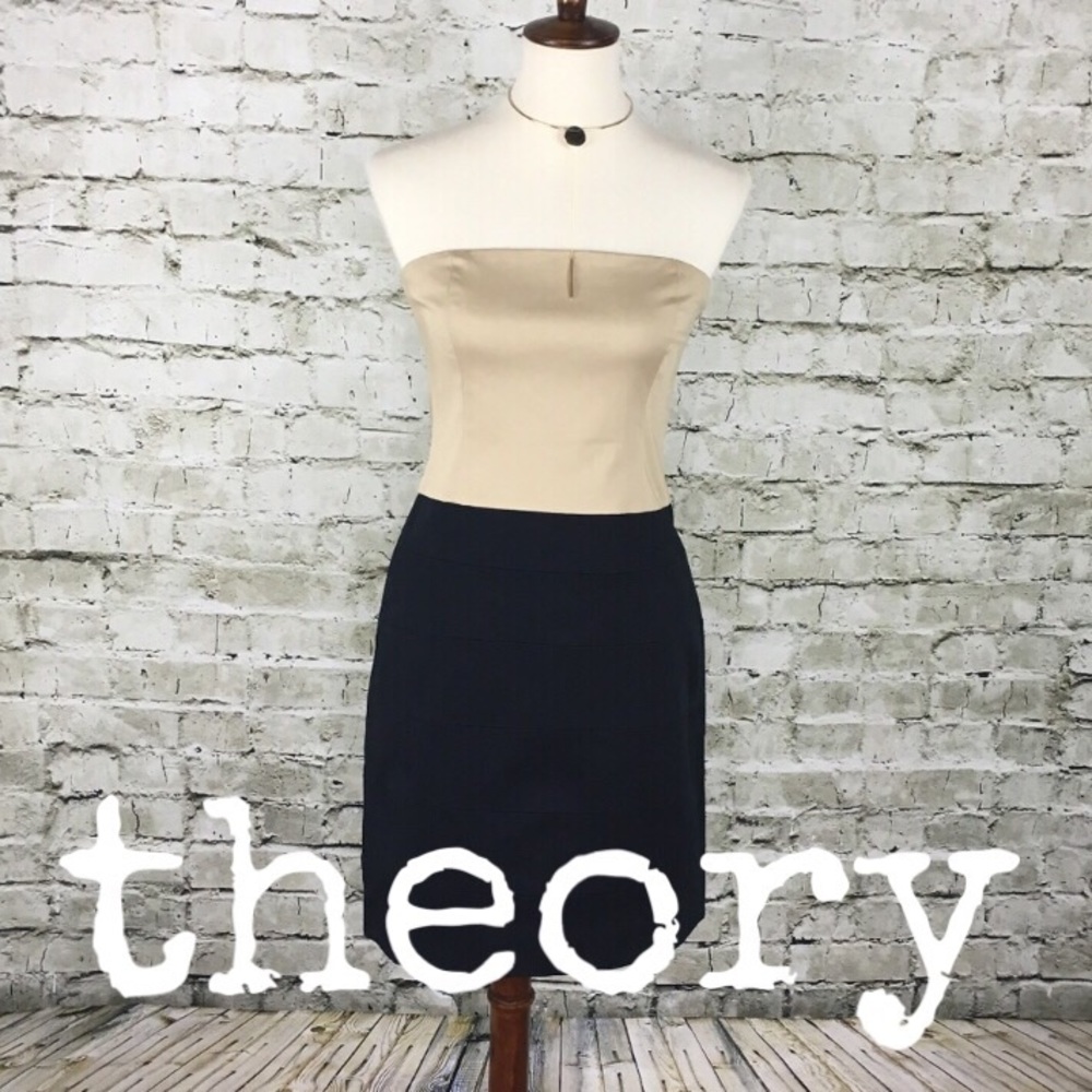Theory Trela Colorblock Khaki & Navy Dress NWT